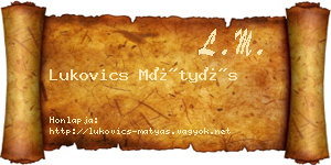 Lukovics Mátyás névjegykártya